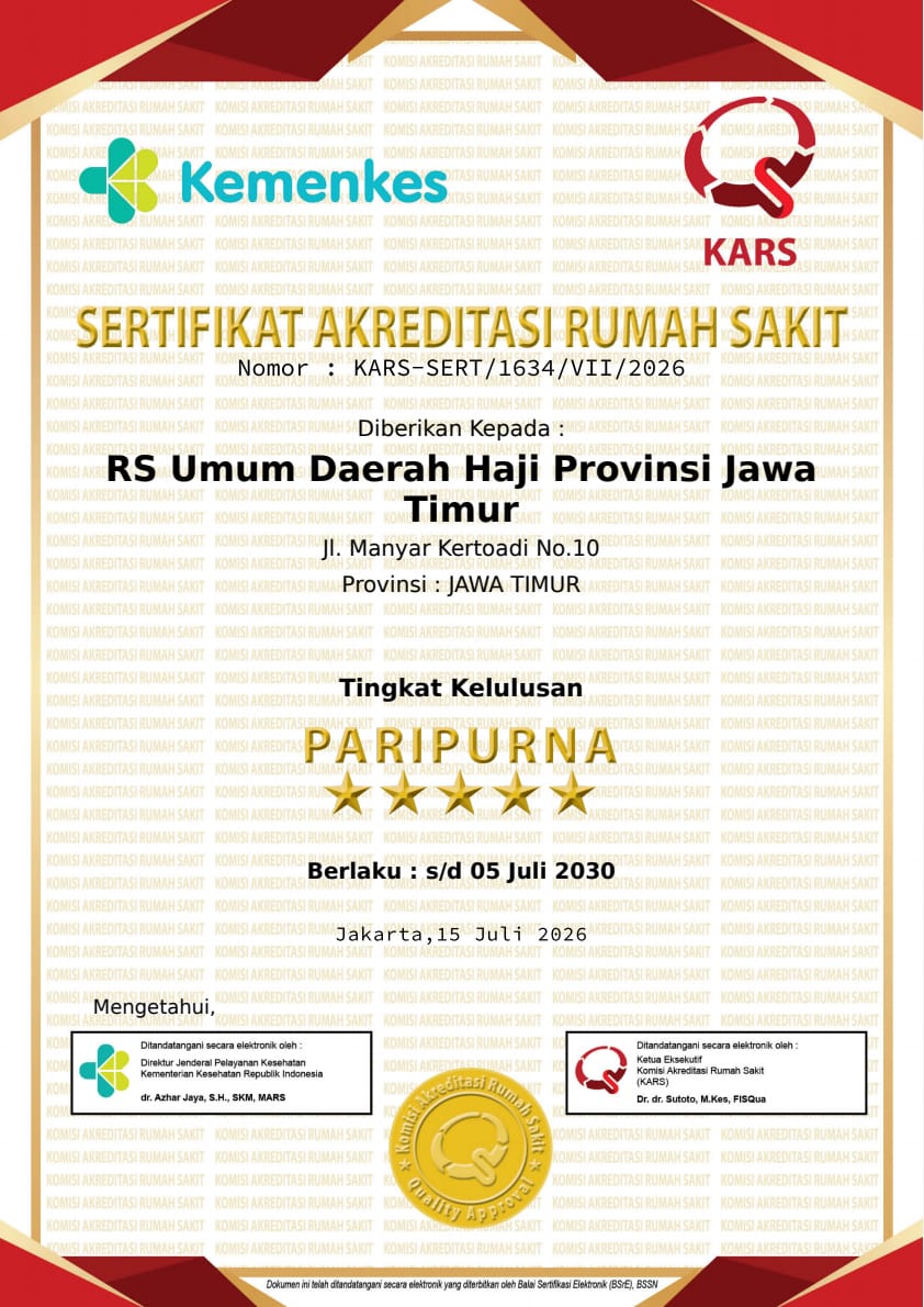 Sapu Bersih Prestasi Beruntun, RSUD Haji Jatim Sukses Raih Akreditasi Paripurna Bintang 5